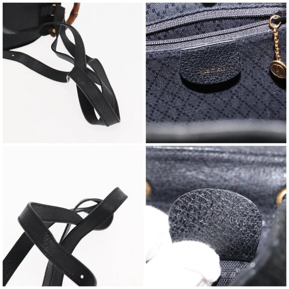 GUCCI Bamboo Backpack Suede Leather Black Auth - Picture 14 of 15